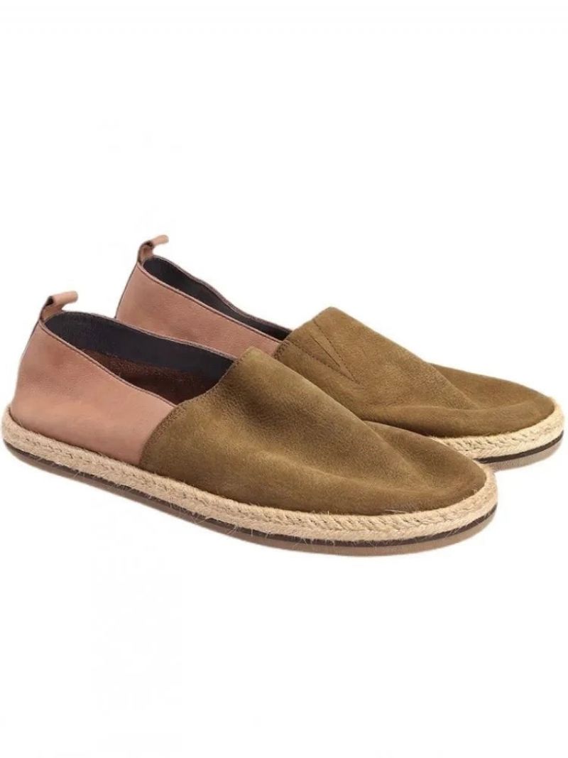 Zomer Ademend Lederen Loafers Heren Instappers Dagelijks Casual Platte Schoenen Mannelijk Vintage - Koffie