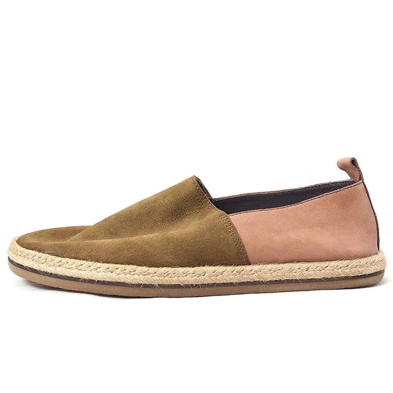 Zomer Ademend Lederen Loafers Heren Instappers Dagelijks Casual Platte Schoenen Mannelijk Vintage - Koffie