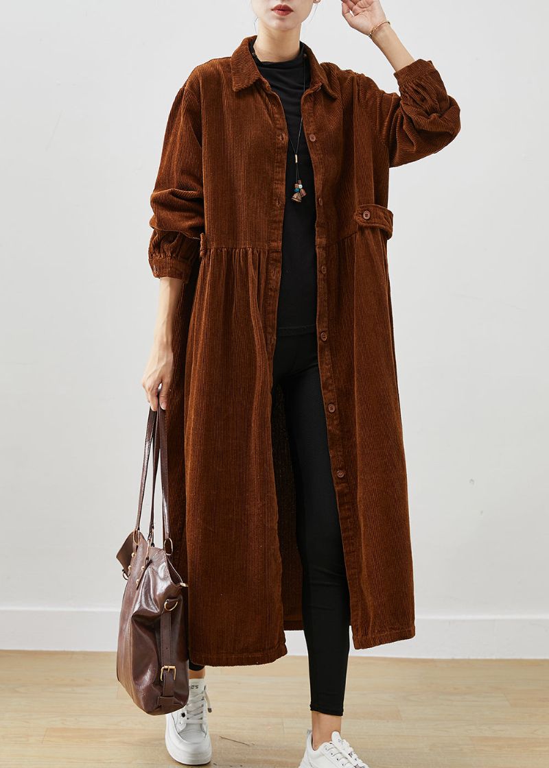 Art Brown Oversized Corduroy Trenchcoats Lente