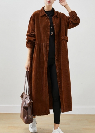 Art Brown Oversized Corduroy Trenchcoats Lente