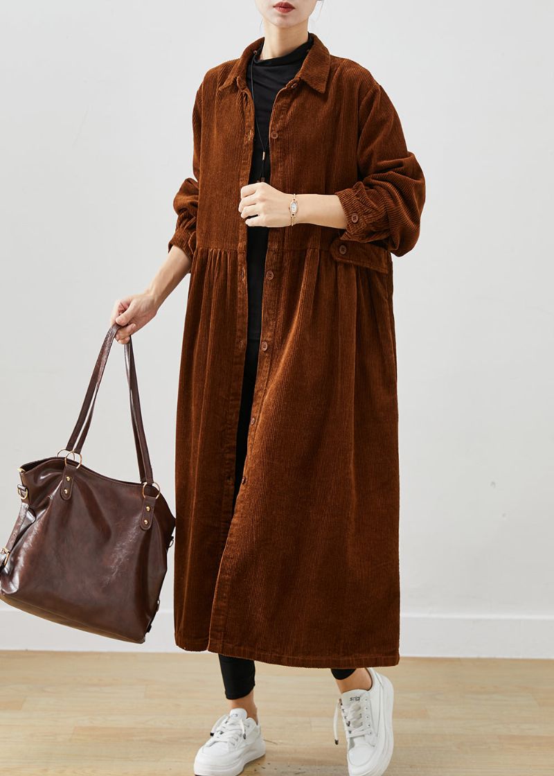 Art Brown Oversized Corduroy Trenchcoats Lente - Dames trenchcoats