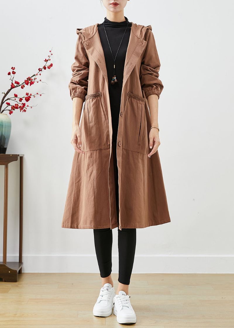 Art Coffee Zakken Met Capuchon Katoenen Trenchcoats Herfst - Dames trenchcoats