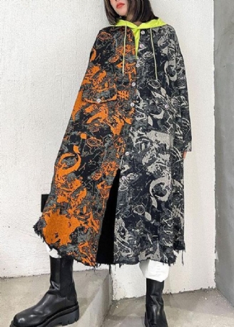 Art Pockets Knoop Asymmetrisch Ontwerp Herfst Hoodie Jas Lange Mouw