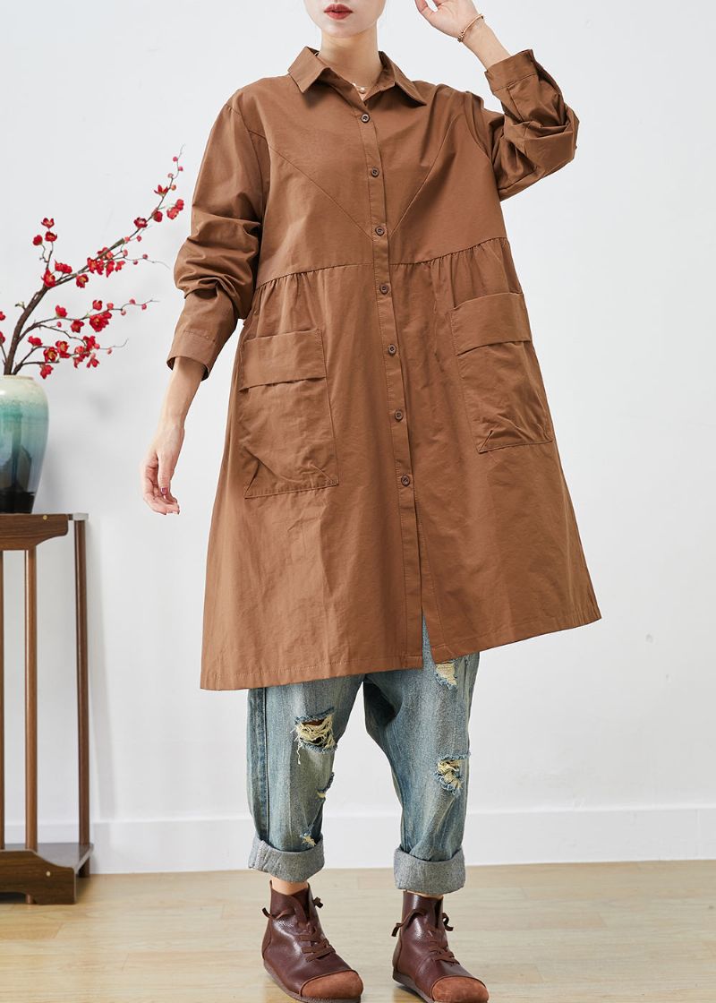 Biologische Koffie Oversized Patchworkzakken Katoenen Trenchcoats Herfst