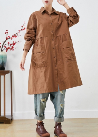 Biologische Koffie Oversized Patchworkzakken Katoenen Trenchcoats Herfst