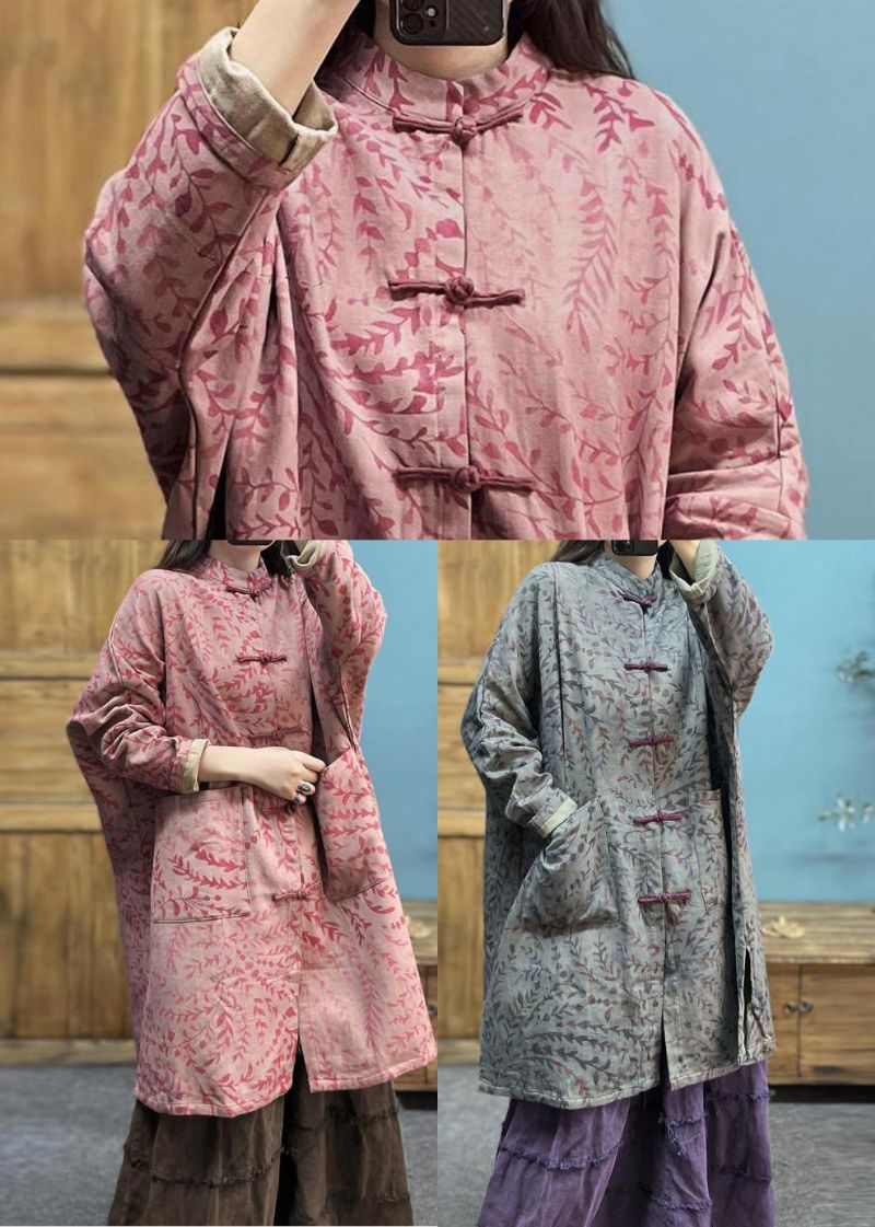 Blauwdruk Katoenen Geul Chinese Knoopveer - Dames trenchcoats