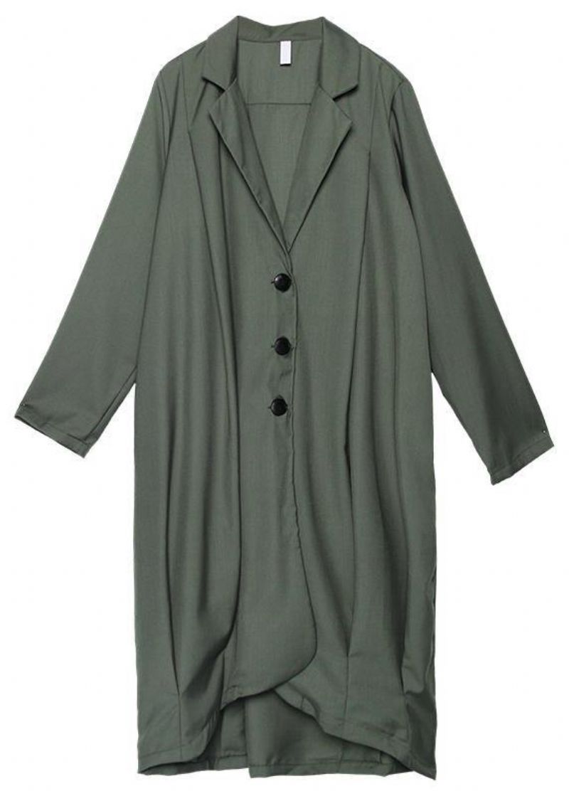 Boutique Grijsgroen Jassen Oversized Maxi-jas Voor Dames Met Ingekerfde Zakken Asymmetrische Uitloper - Dames trenchcoats