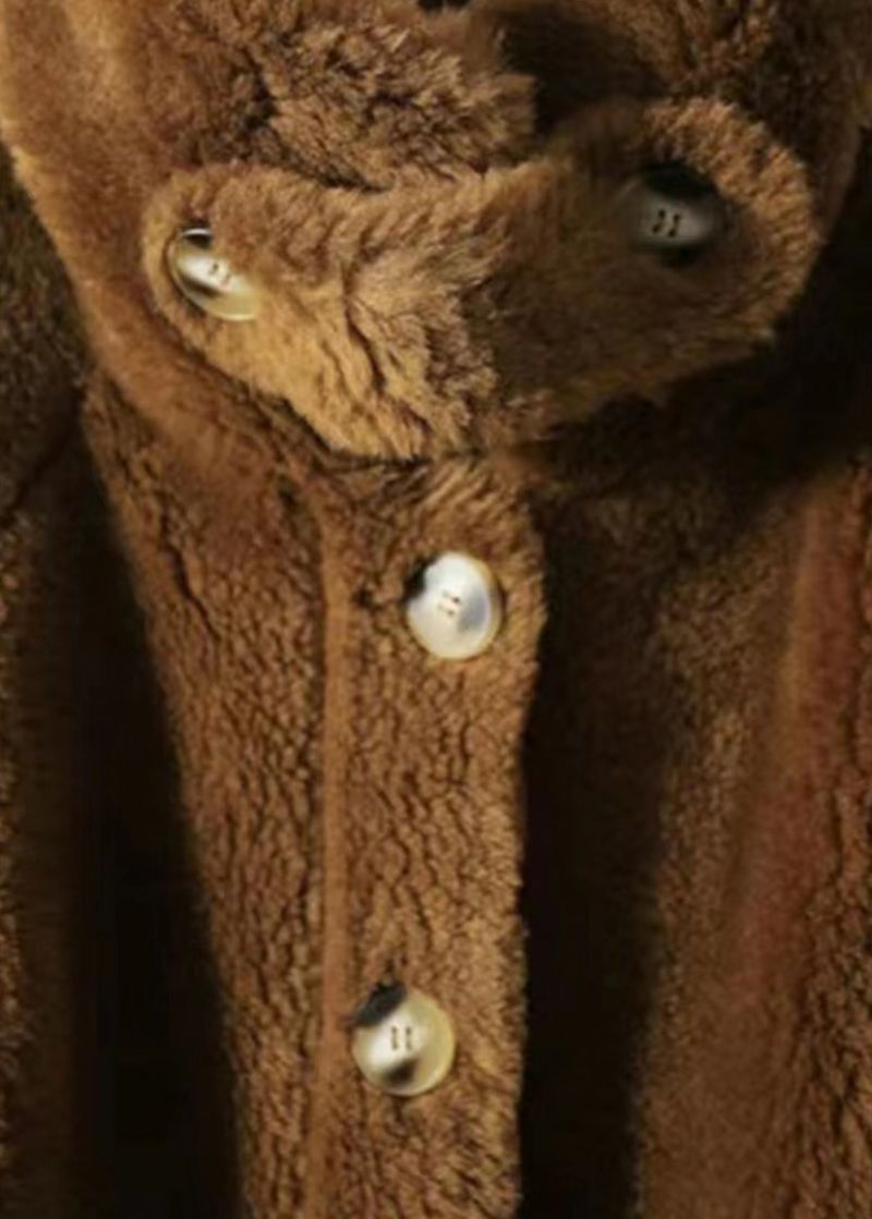 Camel Zakken Patchwork Wol Trench Stand Kraag Knoop Winter - Dames trenchcoats