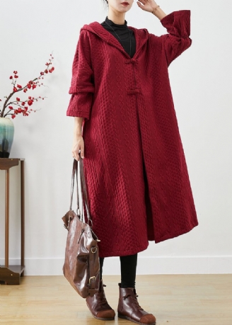 Chique Katoenen Trenchcoat Met Mulberry-capuchon En Chinese Knopen Herfst