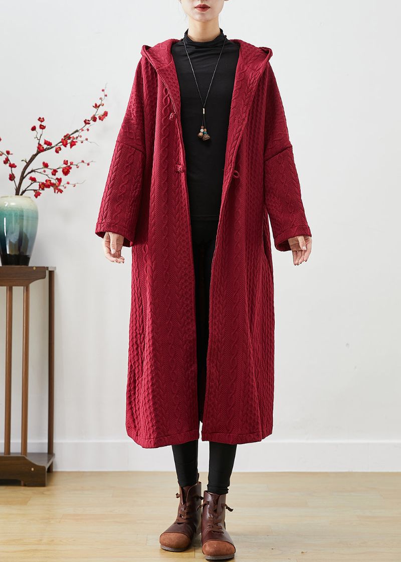 Chique Katoenen Trenchcoat Met Mulberry-capuchon En Chinese Knopen Herfst - Dames trenchcoats