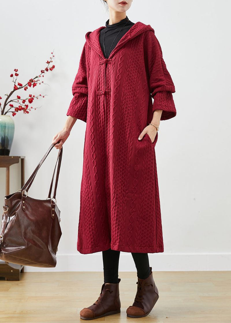 Chique Katoenen Trenchcoat Met Mulberry-capuchon En Chinese Knopen Herfst - Dames trenchcoats