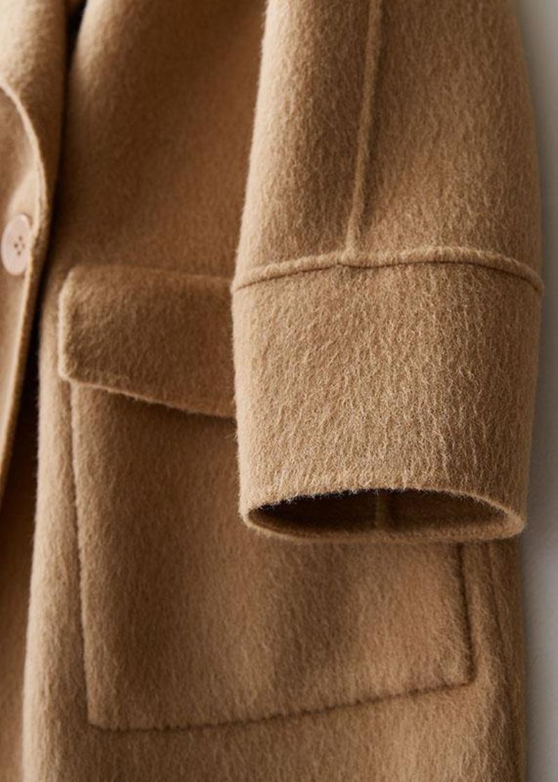 Dames Loszittende Winterjassen Grote Zakken Damesjassen Beige Wollen Jas - Dames trenchcoats