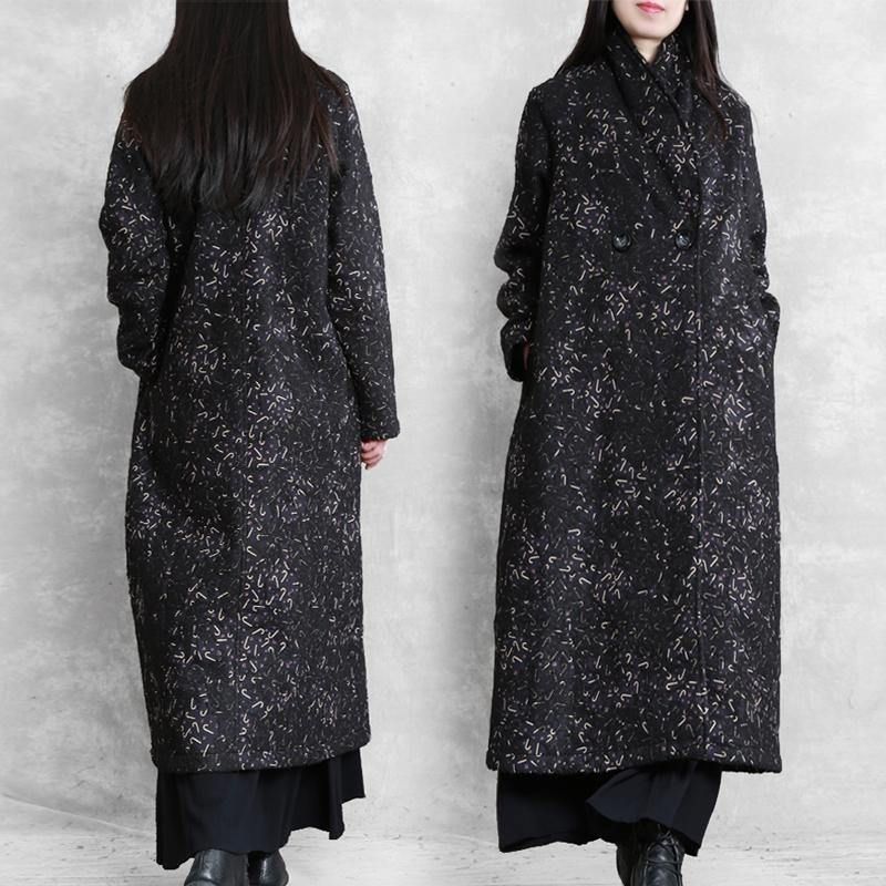 Dames Zwarte Print Grote Maten Kleding Inspiratiezakken Herfstjas - Dames trenchcoats