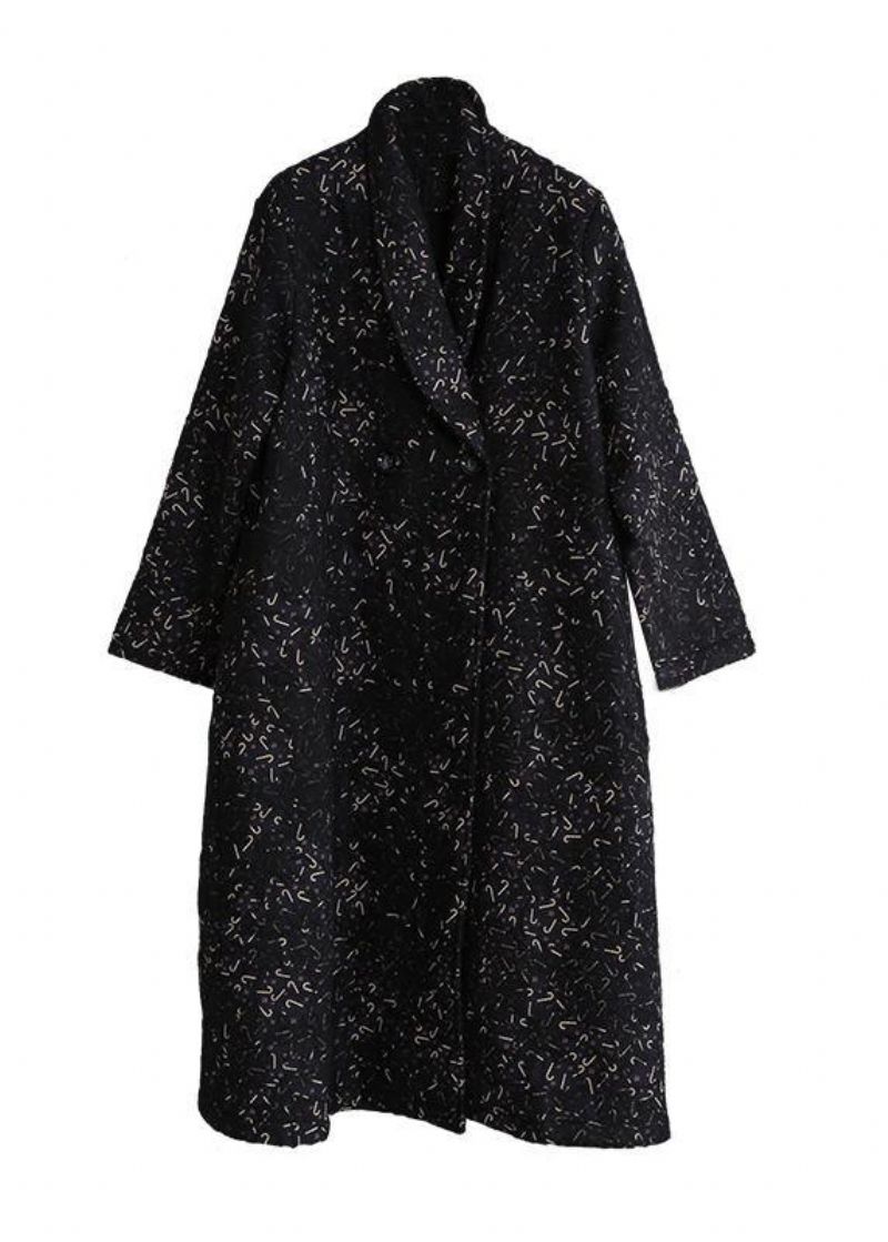 Dames Zwarte Print Grote Maten Kleding Inspiratiezakken Herfstjas - Dames trenchcoats