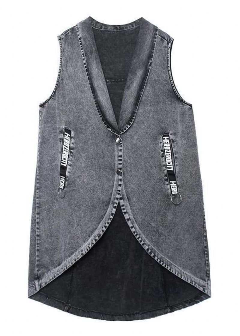 Denim Vest Vestjack Losse Middellange Tailleband Bovenkleding - Dames trenchcoats