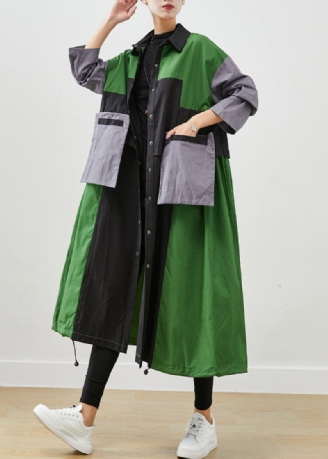 Diy Groene Oversized Patchwork Zakken Katoenen Jassen Herfst