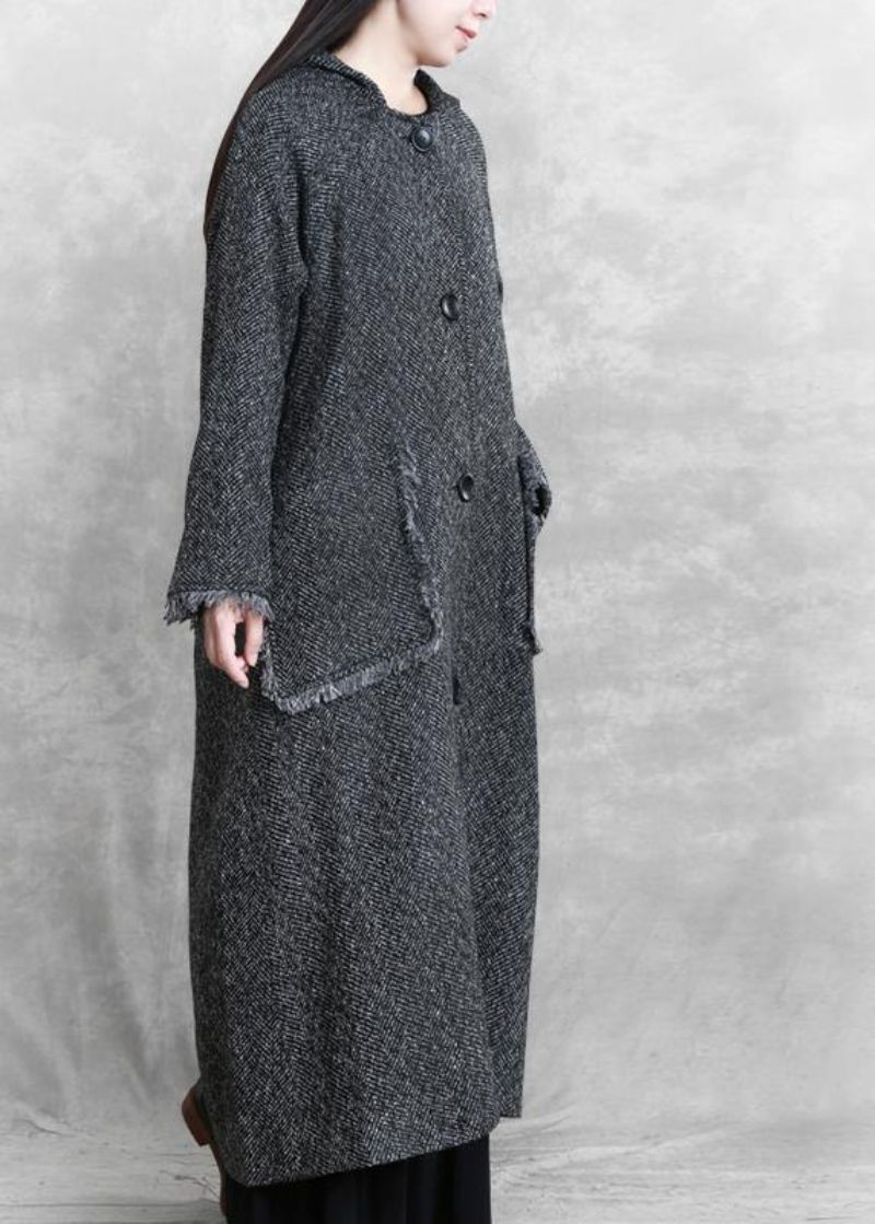 Elegante Donkergrijze Warme Winterjas Trendy Grote Maten Damesparka Met Capuchon En Zakken Fijne Overjas - Dames trenchcoats