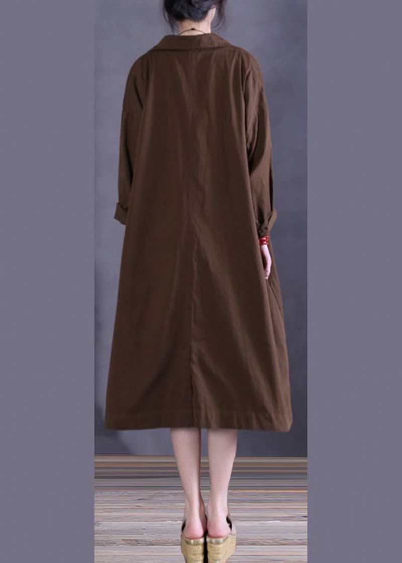 Elegante Katoenen Casual Jas Met Chocoladeknopen Lente - Dames trenchcoats