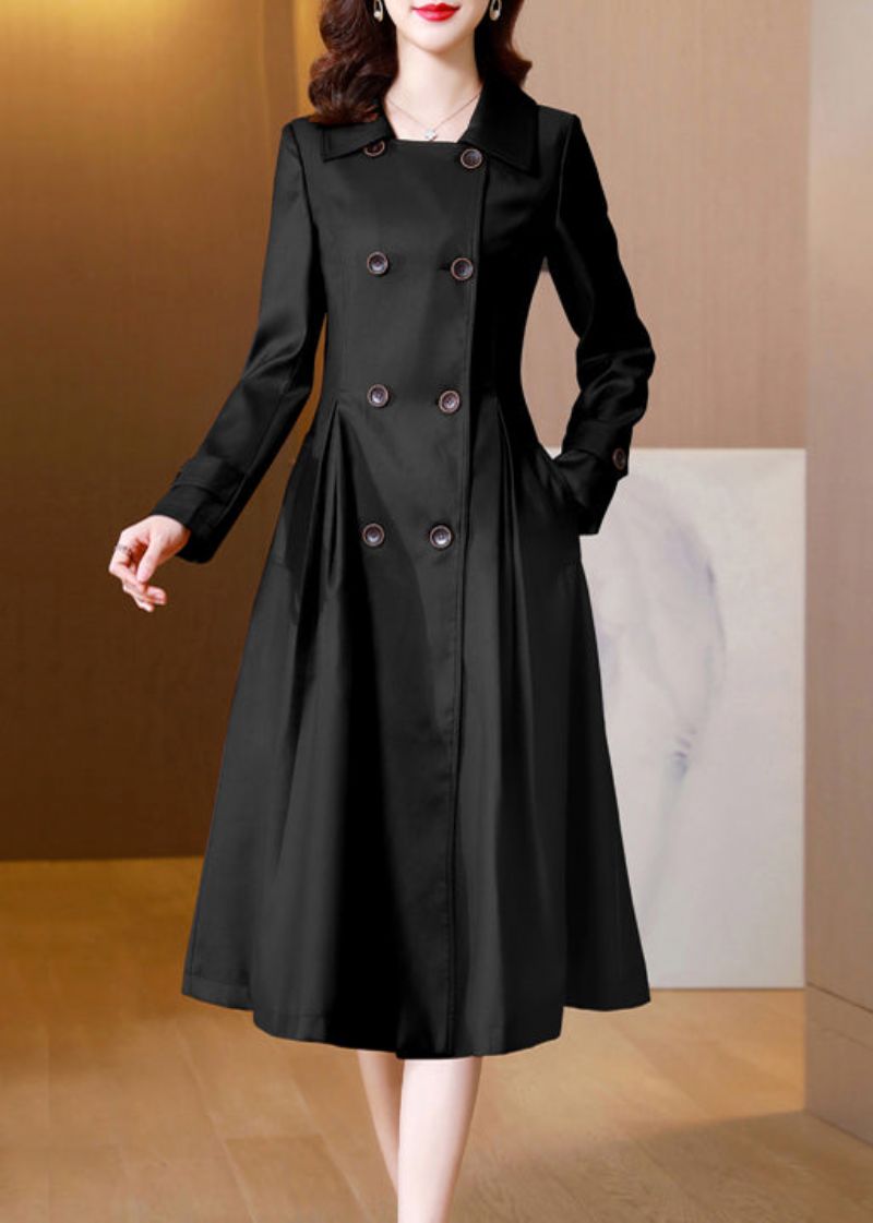 Franse Baksteenrode Peter Pan Kraag Zakken Patchwork Katoenen Trenchcoat Herfst - Dames trenchcoats