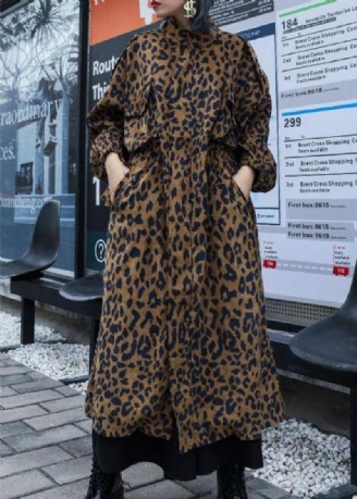 French Leopard Plus Size Trenchcoat Gifts Herfstjas Met Ritssluiting