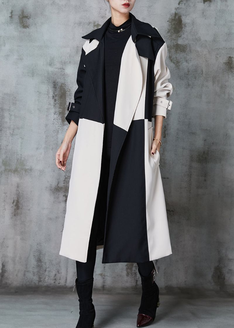 Italiaanse Colorblock Asymmetrische Patchwork Katoenen Loopgraven Lente - Dames trenchcoats