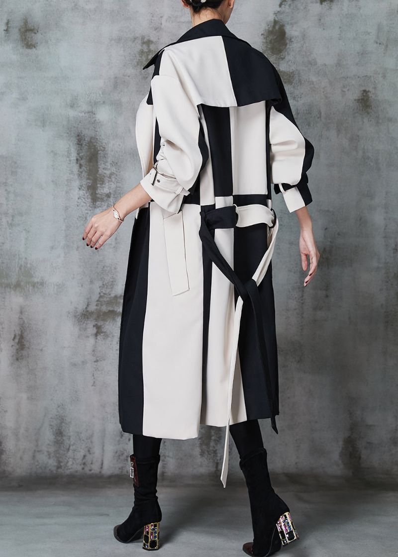 Italiaanse Colorblock Asymmetrische Patchwork Katoenen Loopgraven Lente - Dames trenchcoats