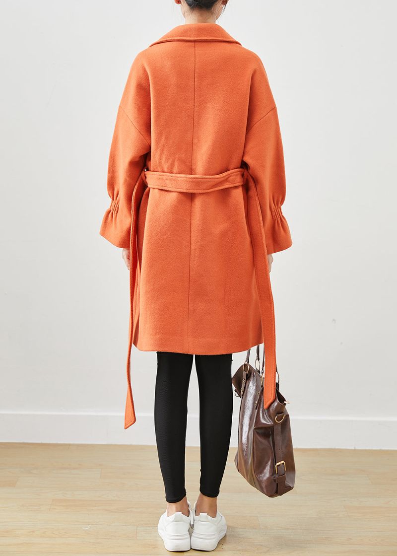 Italiaanse Oranje Oversized Give Hanger Wollen Trench Fall - Dames trenchcoats