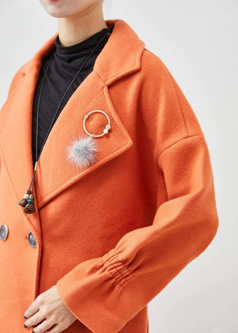 Italiaanse Oranje Oversized Give Hanger Wollen Trench Fall - Dames trenchcoats