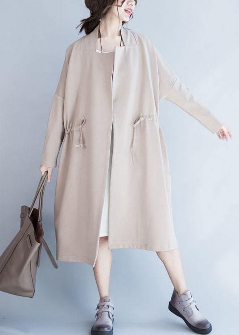 Italiaanse Vierkante Kraag Met Trekkoord Plus Size Uitloper Nude Oversized Jas Herfst - Dames trenchcoats