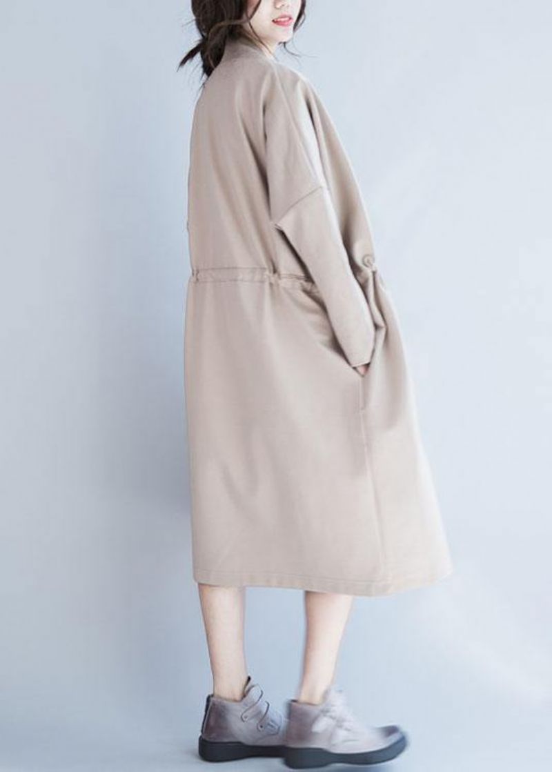 Italiaanse Vierkante Kraag Met Trekkoord Plus Size Uitloper Nude Oversized Jas Herfst - Dames trenchcoats