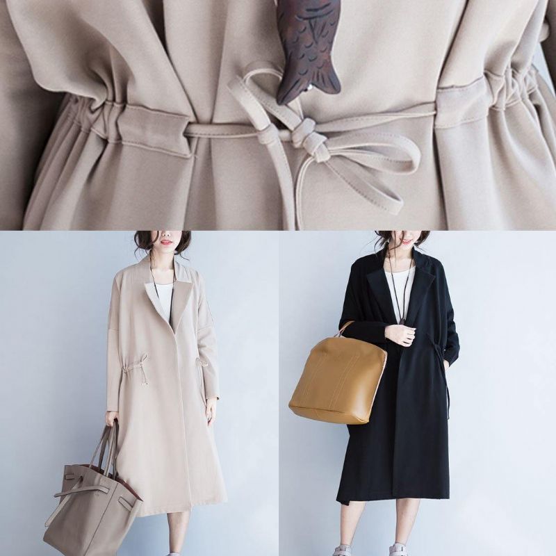 Italiaanse Vierkante Kraag Met Trekkoord Plus Size Uitloper Nude Oversized Jas Herfst - Dames trenchcoats