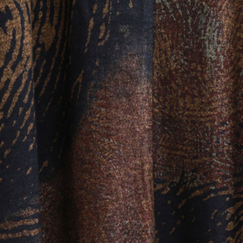 Luxe Winterjas Met Chocoladeprint Plus Maat V-hals Asymmetrisch Ontwerp Jassen Dames Met Lange Mouwen Twee Manieren Om Te Dragen - Dames trenchcoats