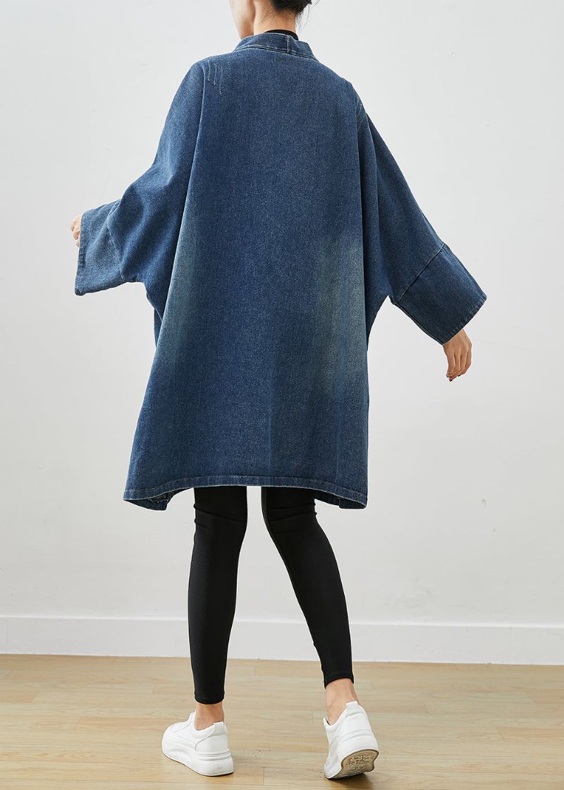 Mode Blauwe Oversized Denimjassen Met Patchwork Herfst - Dames trenchcoats