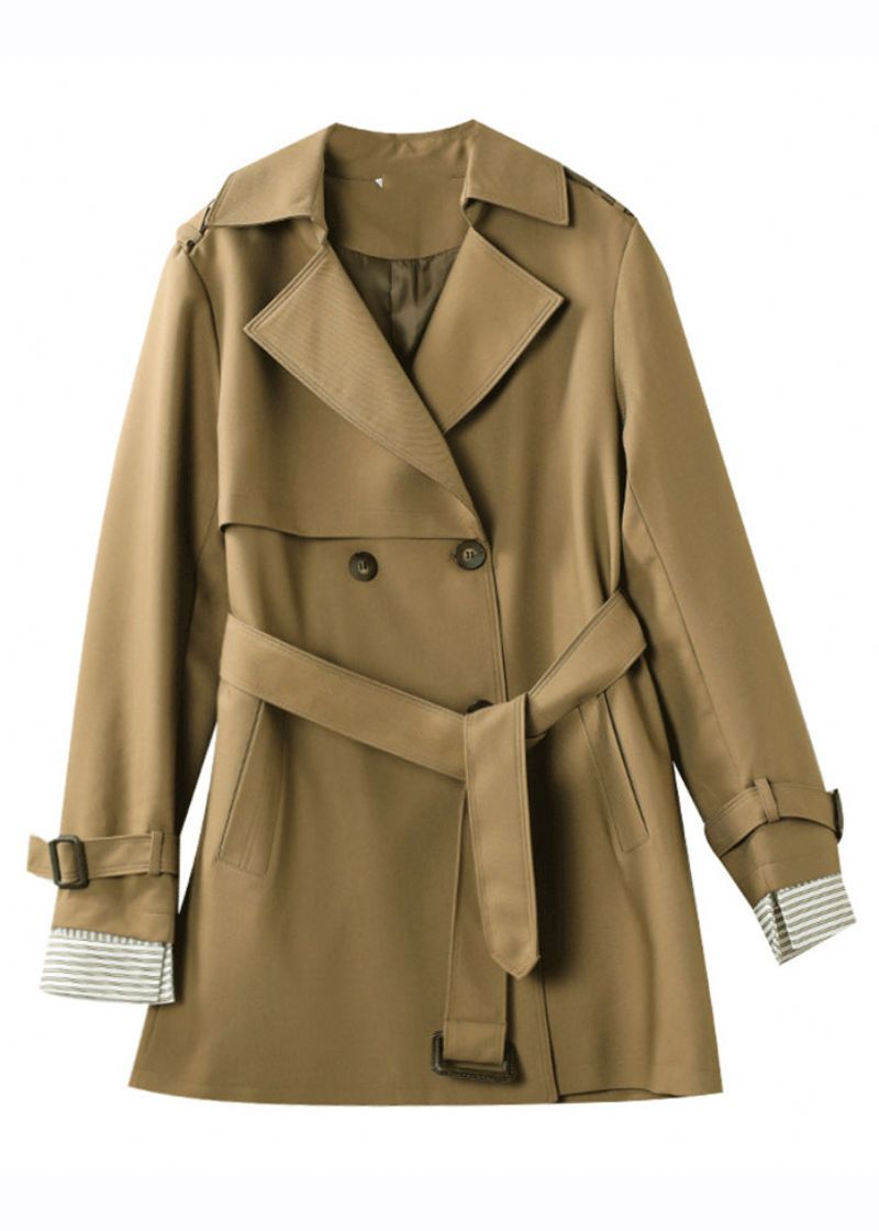 Mode Kaki Trenchcoat Met Inkepingen En Lange Mouwen - Dames trenchcoats