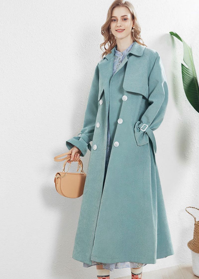 Mode Lichtblauwe Peter Pan Kraag Dubbele Borst Trench Fall - Dames trenchcoats