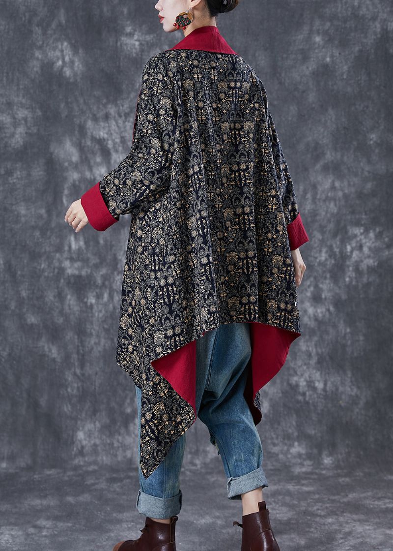 Moerbeiboomprint Katoenen Trenchcoat Asymmetrisch Gedragen Aan Beide Zijden Herfst - Dames trenchcoats