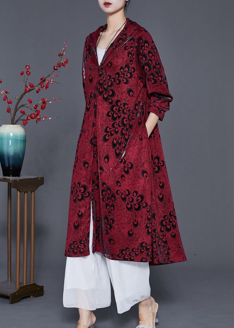 Moerbeiboomprint Spandex Trenchcoats Oversized Lente