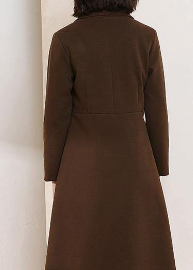 Mooie Chocoladekleurige Plus Size Trenchcoatpatroon Dames Lentejassen Met Grote Zoom - Dames trenchcoats