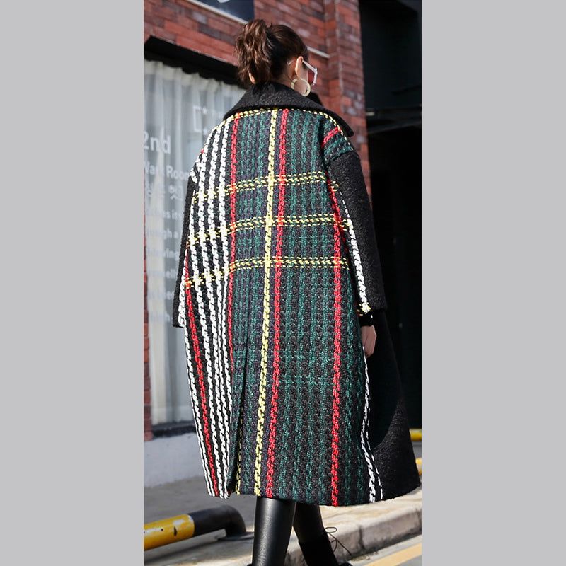 Nieuwe Zwarte Winterjas Oversized Gekerfde Achterkant Open Maxi-jas Dameszakken Patchwork Lange Jassen - Dames trenchcoats