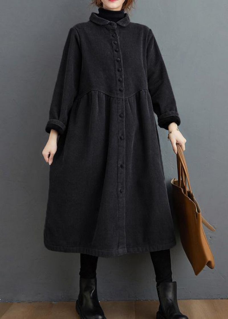 Stijl Dikke Cinched Fijne Trenchcoat Zwarte Oversized Jassen - Zwart