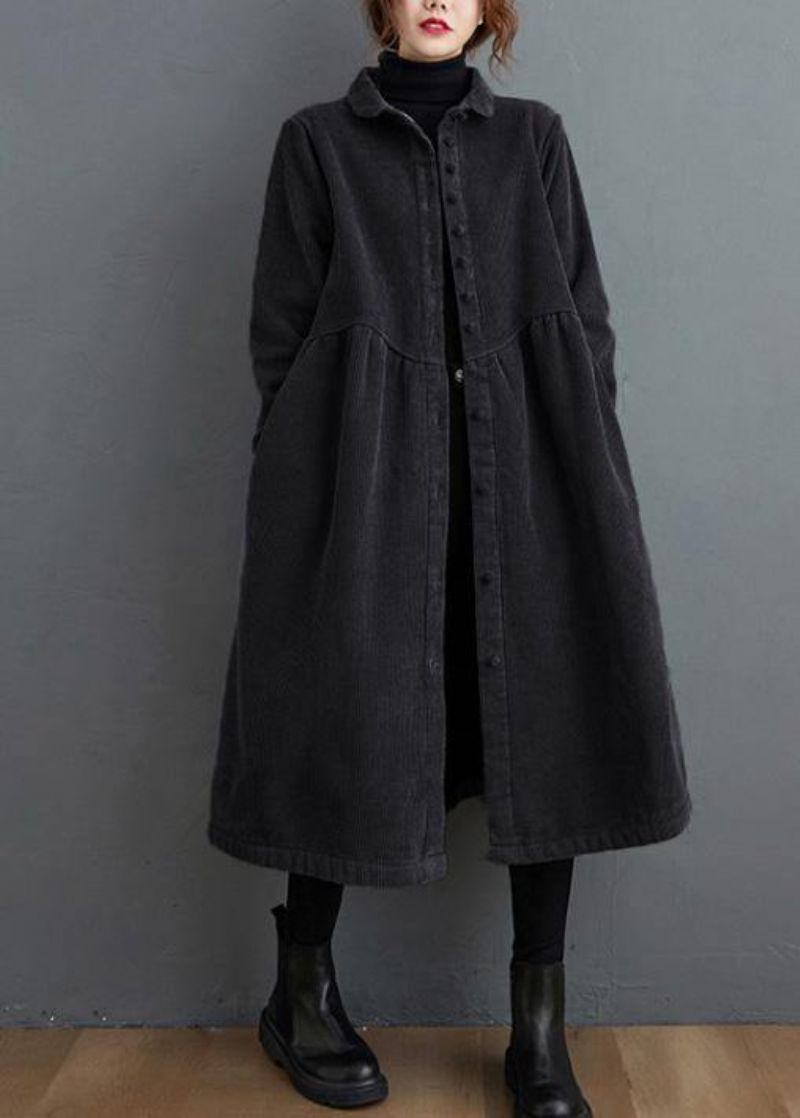 Stijl Dikke Cinched Fijne Trenchcoat Zwarte Oversized Jassen - Zwart