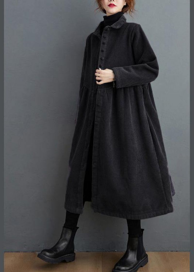 Stijl Dikke Cinched Fijne Trenchcoat Zwarte Oversized Jassen - Zwart