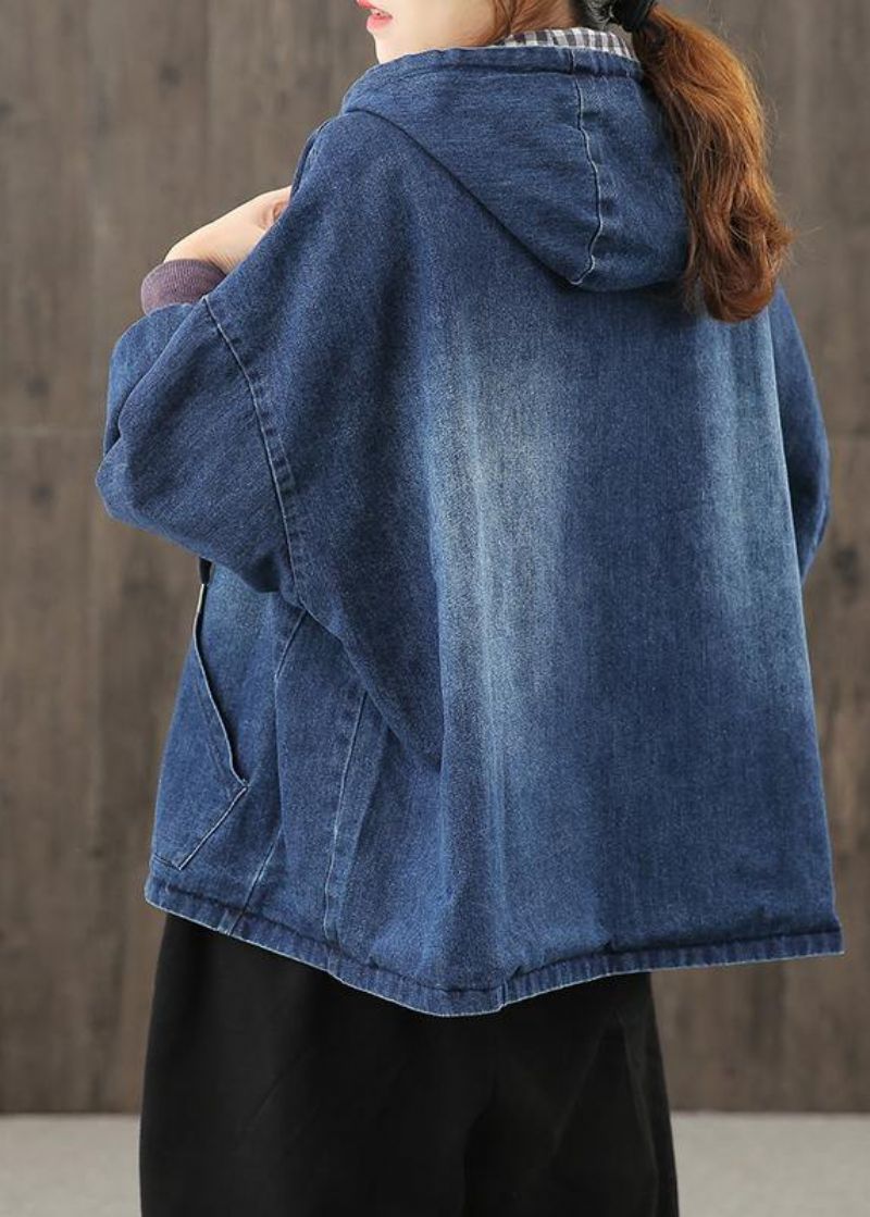 Stijlkleding Met Zakken Met Capuchon Voor Damesfotografie Denimblauwe Blouses - Dames trenchcoats