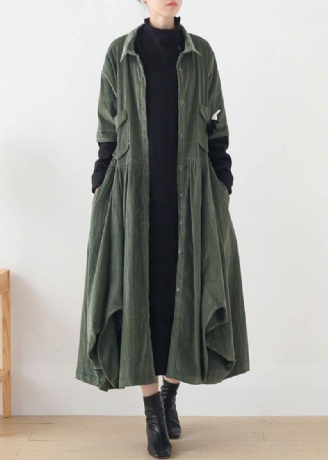 Unieke Groene Mode Trenchcoat Tuniek Tops Valse Tweedelige Lentejassen