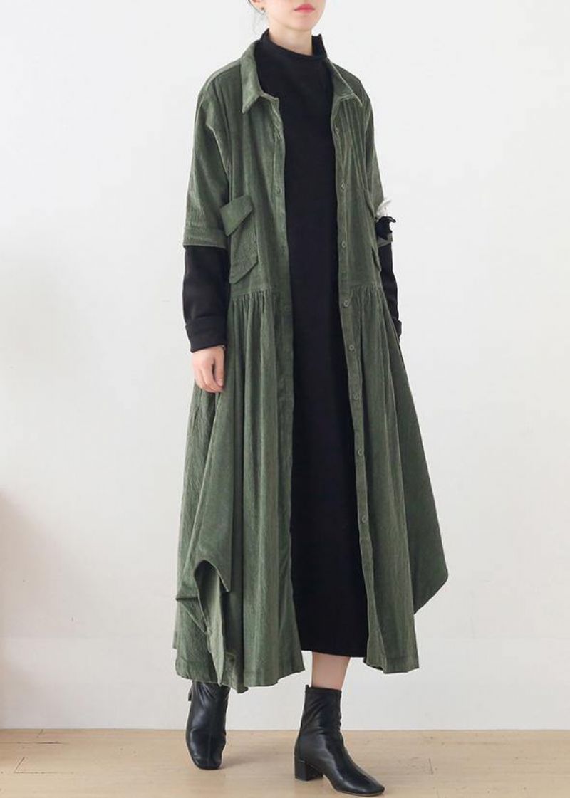 Unieke Groene Mode Trenchcoat Tuniek Tops Valse Tweedelige Lentejassen - Groen