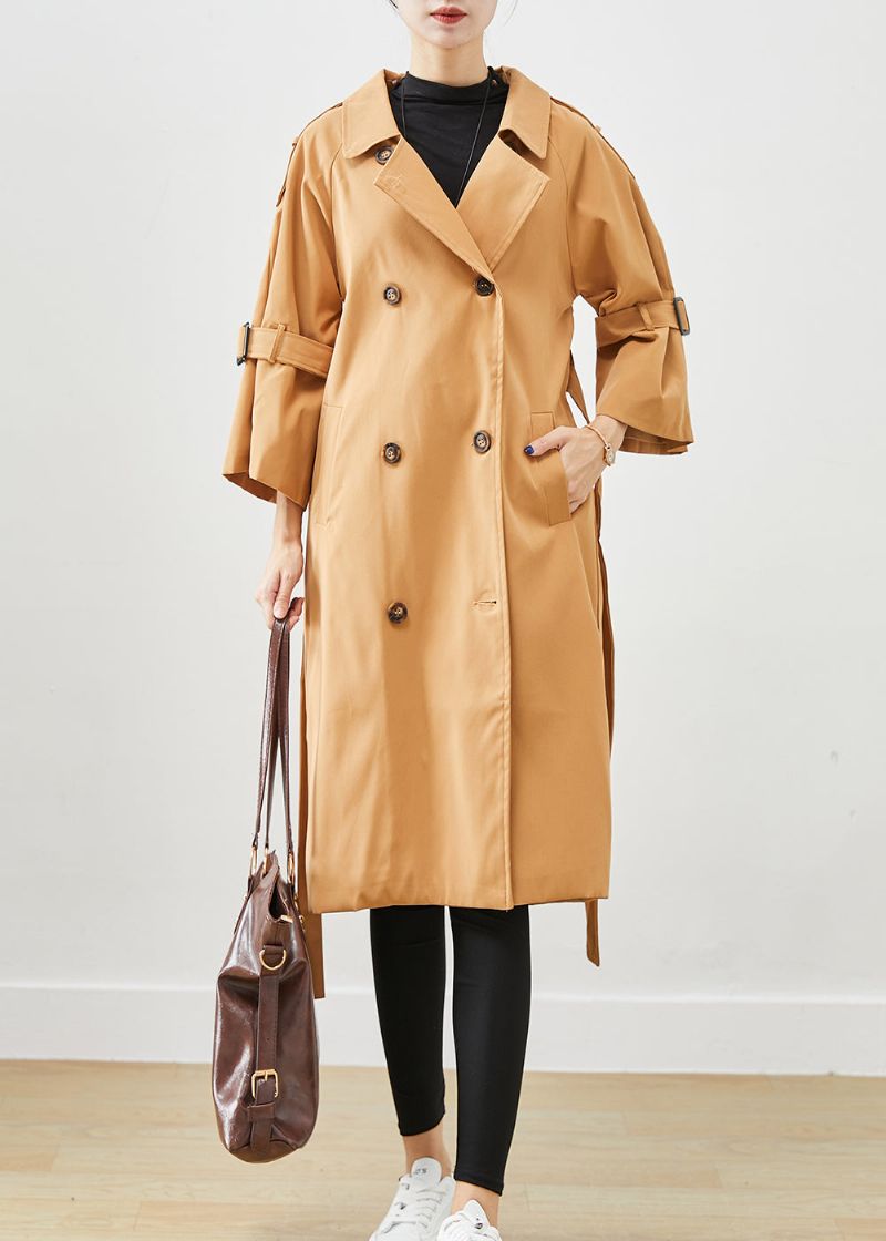 Unieke Kaki Getande Dubbele Borst Silm Fit Katoenen Trenchcoats Herfst - Dames trenchcoats