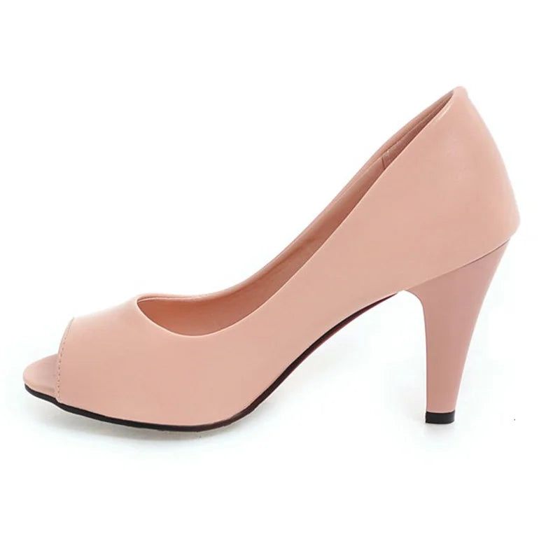 Dames Hoge Hakken Schoenen Klassieke Lente Peep Toe Pumps Elegant - Beige