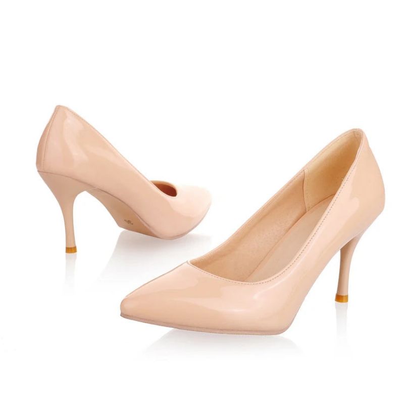 Dames Pumps Dunne Hak Klassiek Wit Rood Nude Beige - Beige