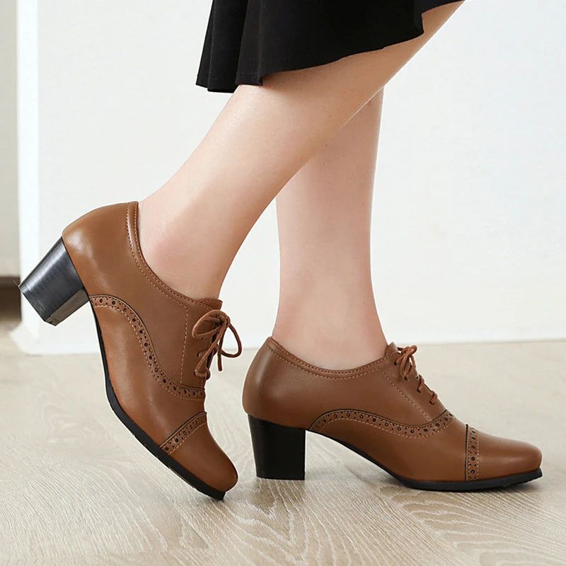 Dames Pumps Schoenen Klassiek Casual Western Oxford Party Kantoorschoenen Vrouw - Zwart