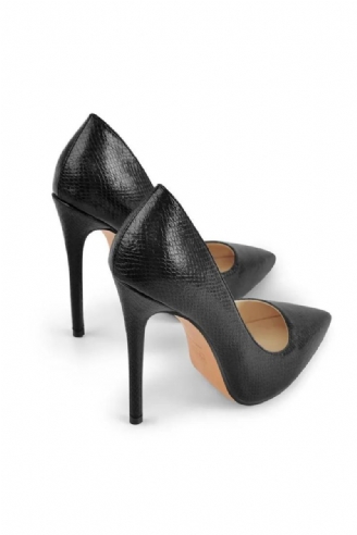 Dames Zwarte Pumps Slip Op Stiletto 12 cm Hoge Hak Klassieke Damesschoenen